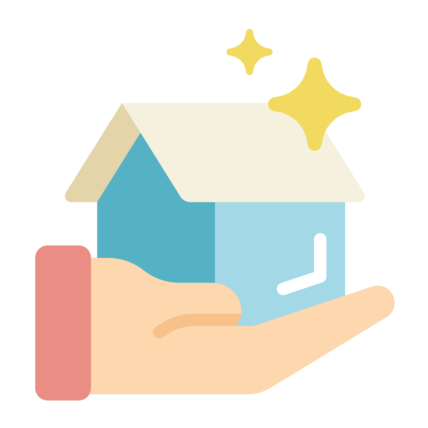 Icon sauberes Haus in einer Hand - Die Haushaltsengel kümmern sich um deinen Haushalt